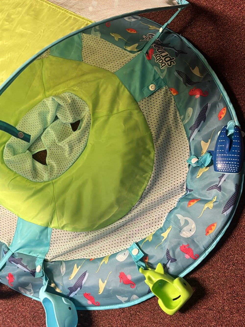 Bright Green & Teal Baby Play Mat with Ocean Print